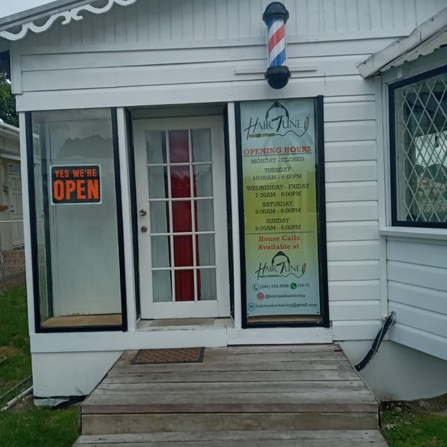 The shop with its barber pole